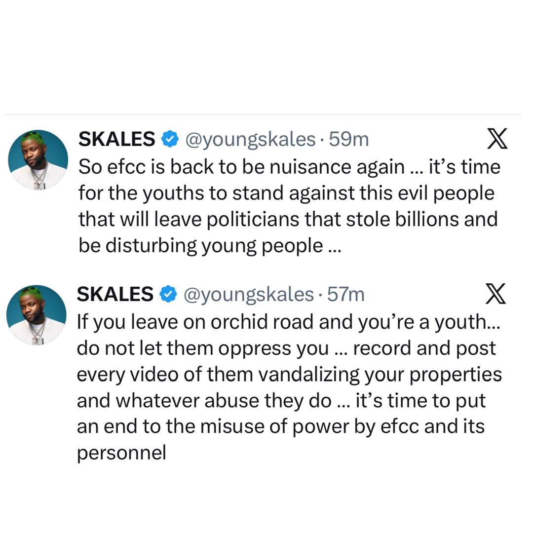Rapper Skales tackles EFCC operatives over recent Lekki estate raid, recalls past trauma